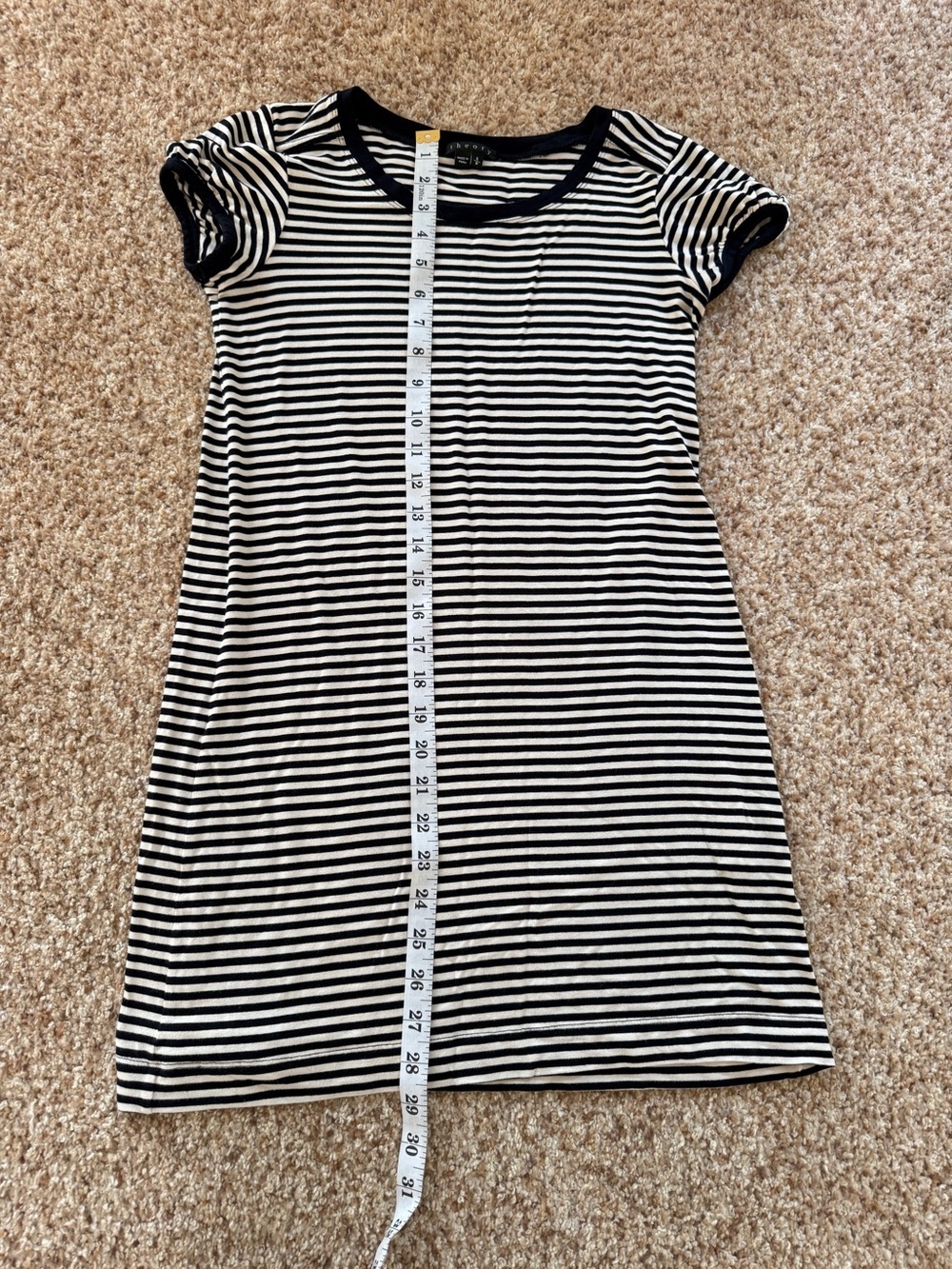 Theory Womens Cherry Striped Crew Neck Daytime T-Shirt Dress Blue White Size smP - Picture 3 of 6